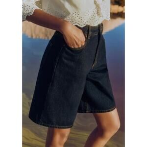 ME+EM Denim Bermuda Long Jean Shorts Jorts Dark Wash Size 29 Me And Em